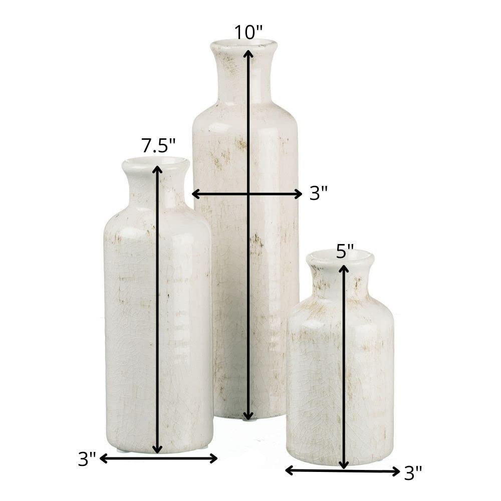 Sullivans White Ceramic Vase Set,