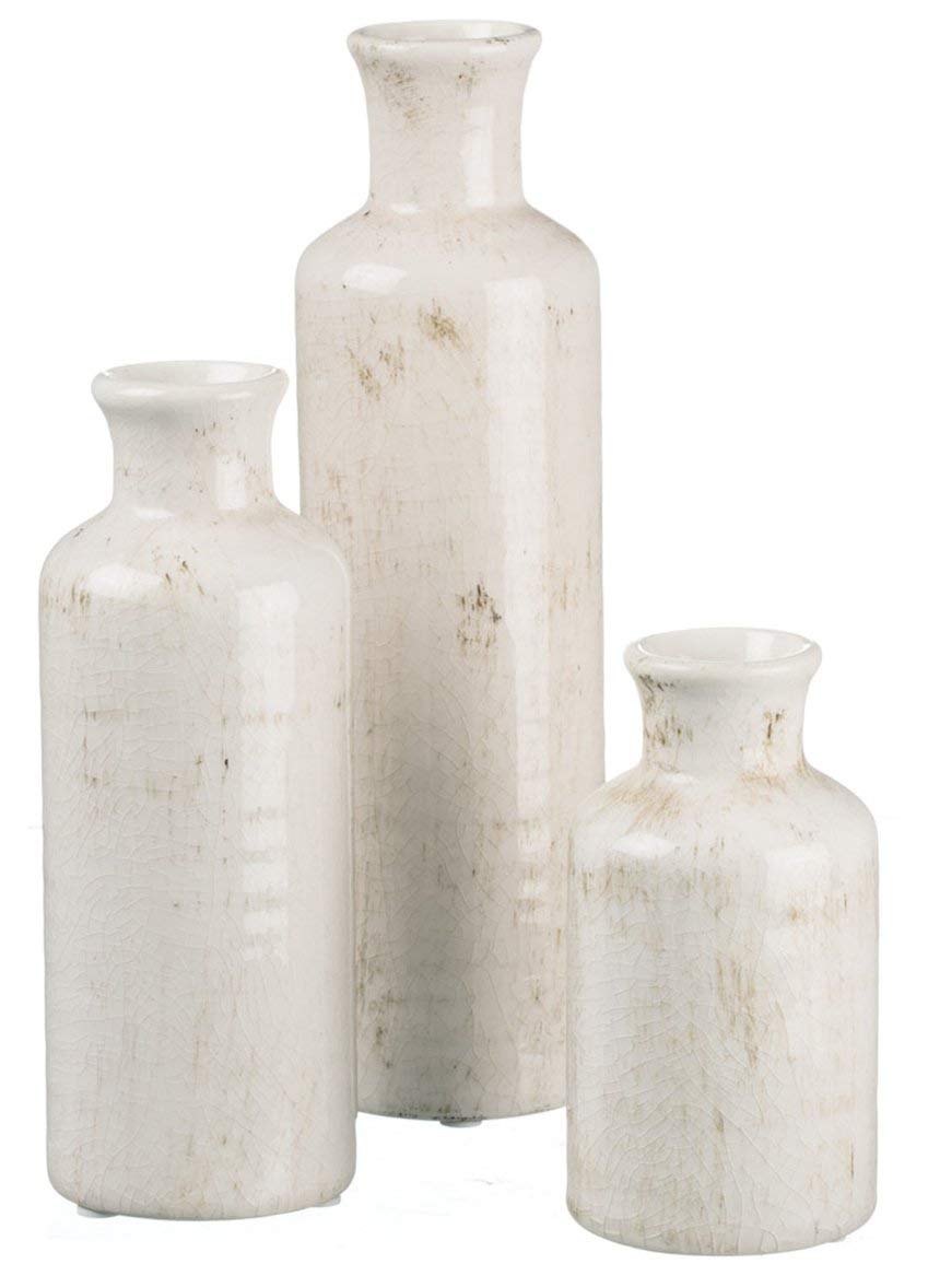 Sullivans White Ceramic Vase Set,