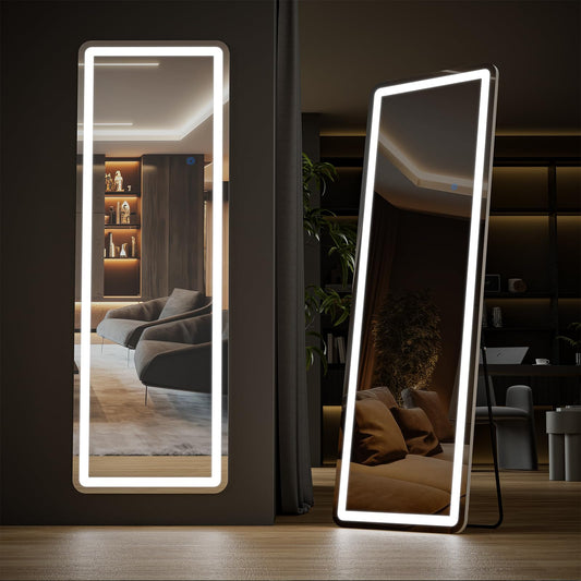 Mirror Full Length Standing Mirror with LED Lights,
