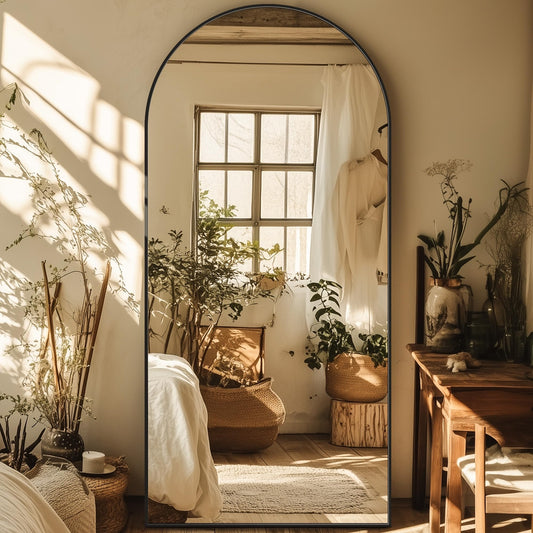 Full Length Mirror, 76"x34" Oversized Arched Mirror