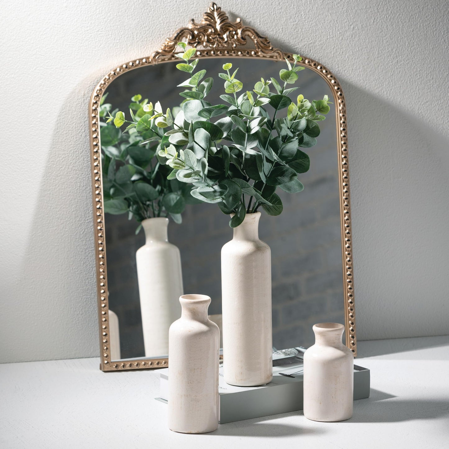 Sullivans White Ceramic Vase Set,