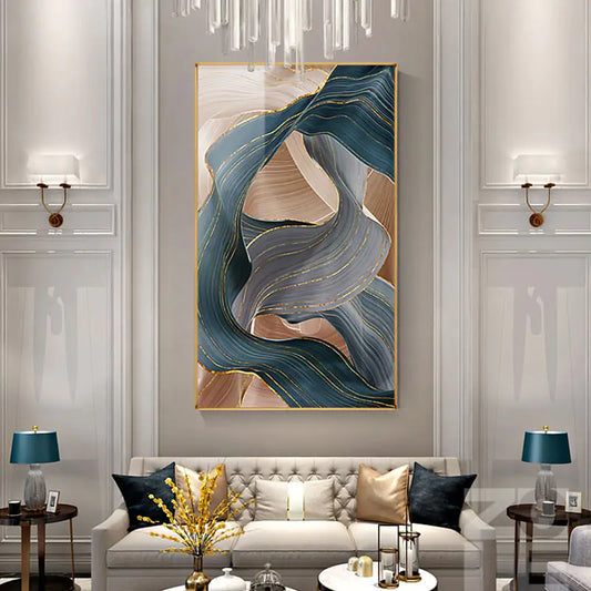 Nordic Modern Abstract Gold Ribbon  Art
