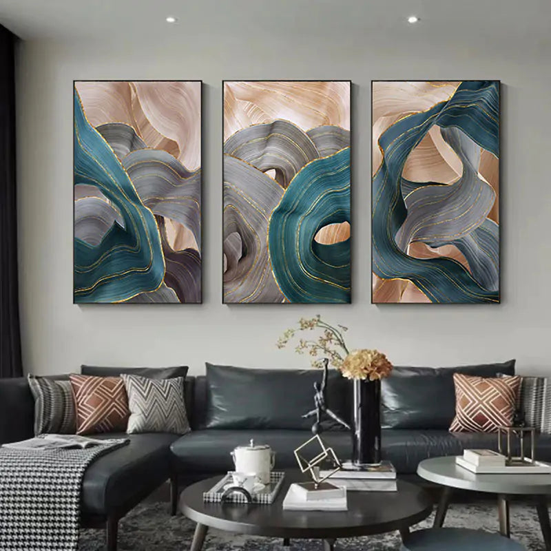 Nordic Modern Abstract Gold Ribbon  Art