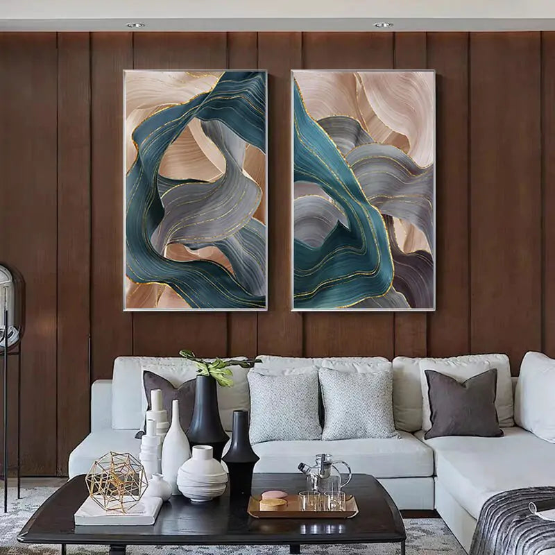 Nordic Modern Abstract Gold Ribbon  Art