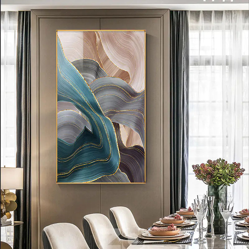 Nordic Modern Abstract Gold Ribbon  Art